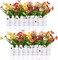 Artificial Flower Plants - Mixed Color Daisies in Picket Fence Pot for Indoor Office Wedding Home Decor, 2 Sets